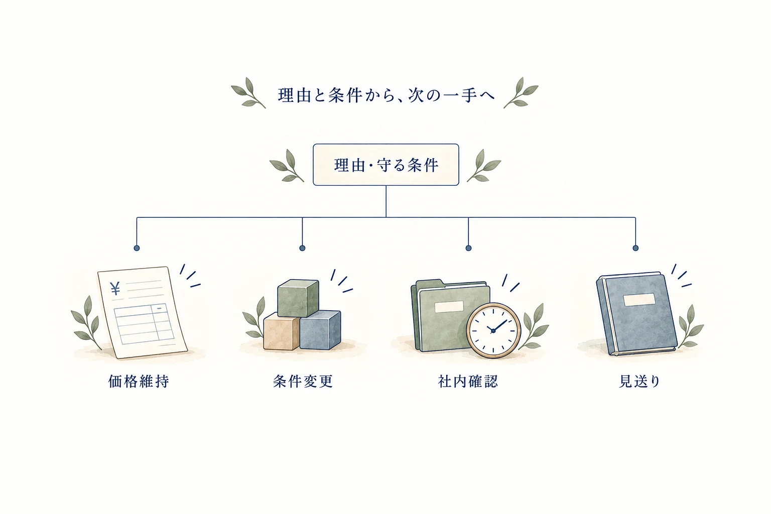 理由と守る条件を確認し、価格維持・条件変更・社内確認・見送りを分ける