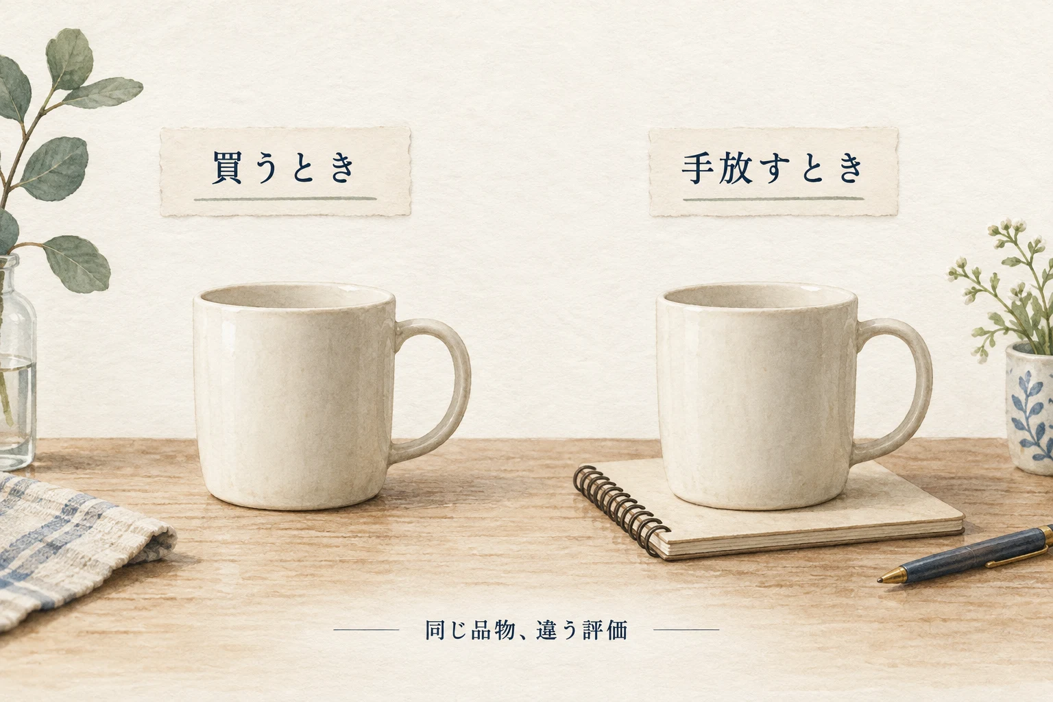 同じマグカップでも、買うときと手放すときで評価が変わることがある。