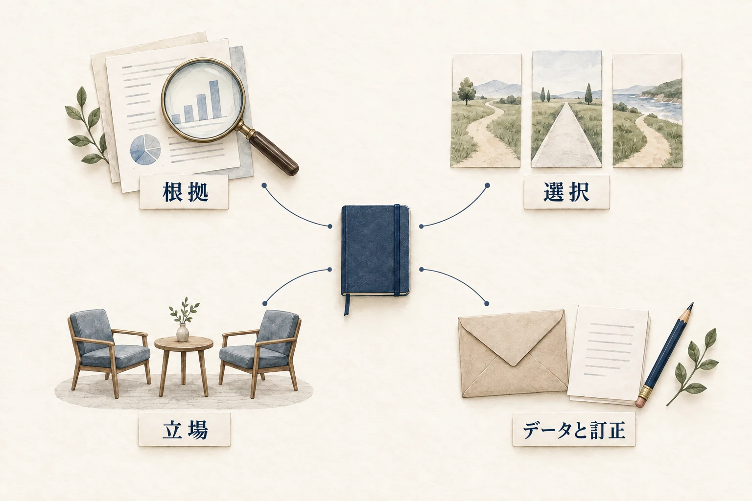 営業心理学の使い方を、根拠・選択・立場・データと訂正の4点から確認する