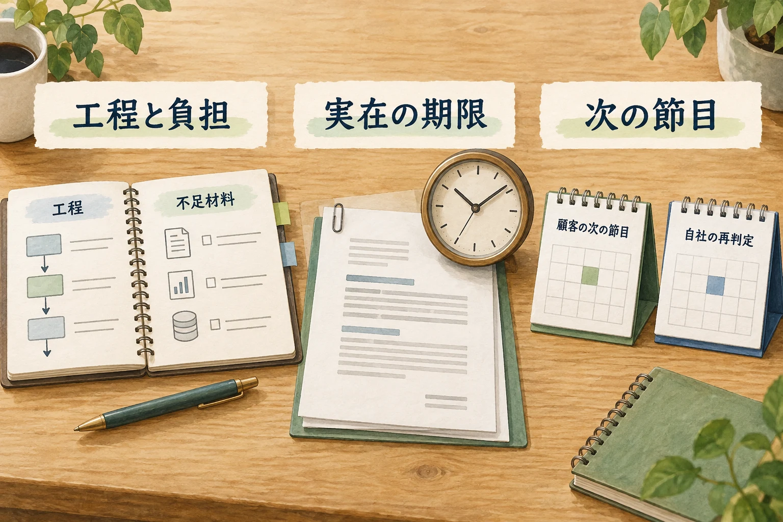 工程と負担、実在する期限、次の節目を分けて確認する