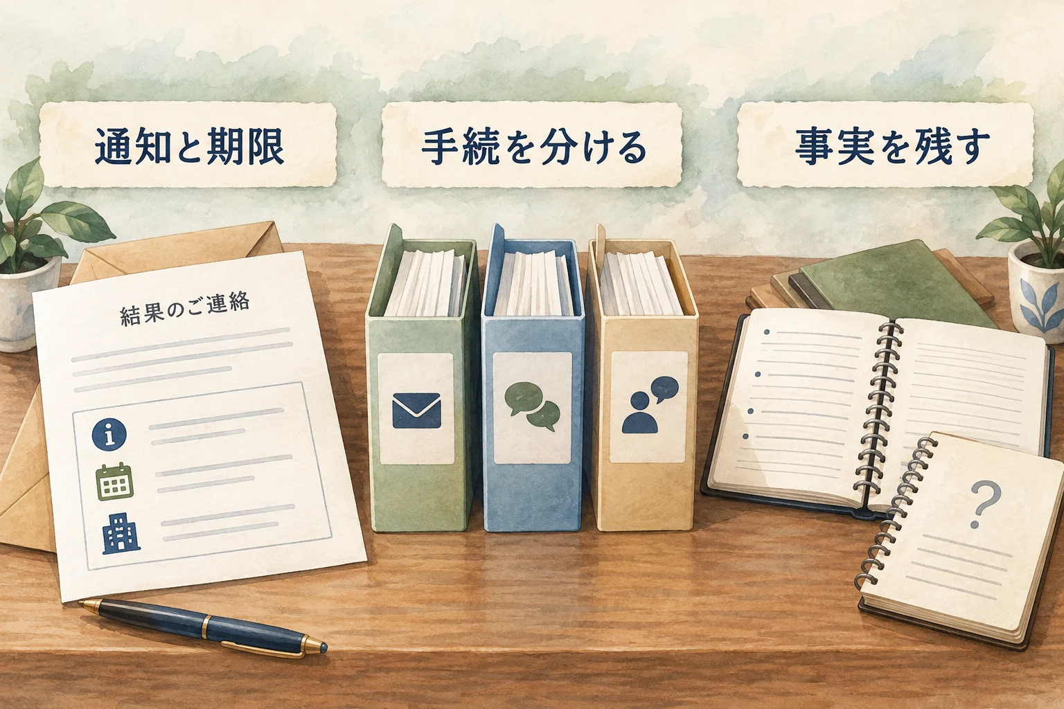 結果通知と期限を読み、手続きを分け、事実を残す