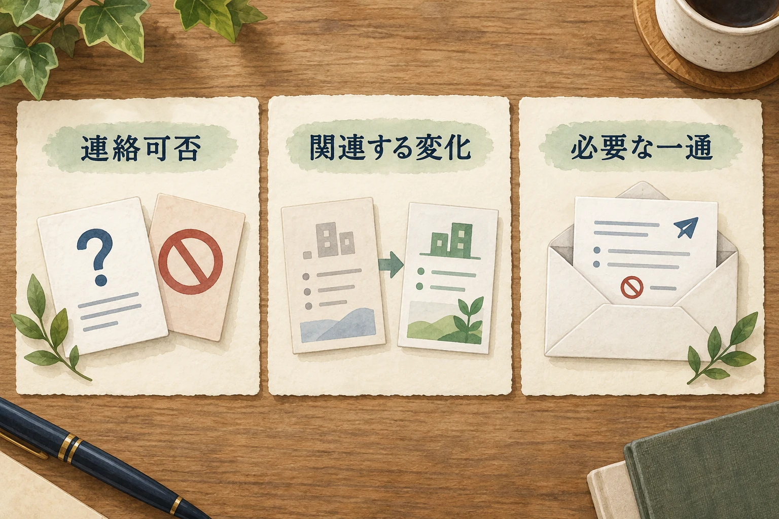 連絡可否と停止意思を確認し、関連する変化を必要な一通で伝える