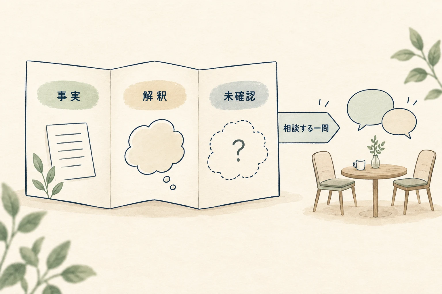 営業1on1には、一件の事実・解釈・未確認を分け、相談したい一問を持ち込む