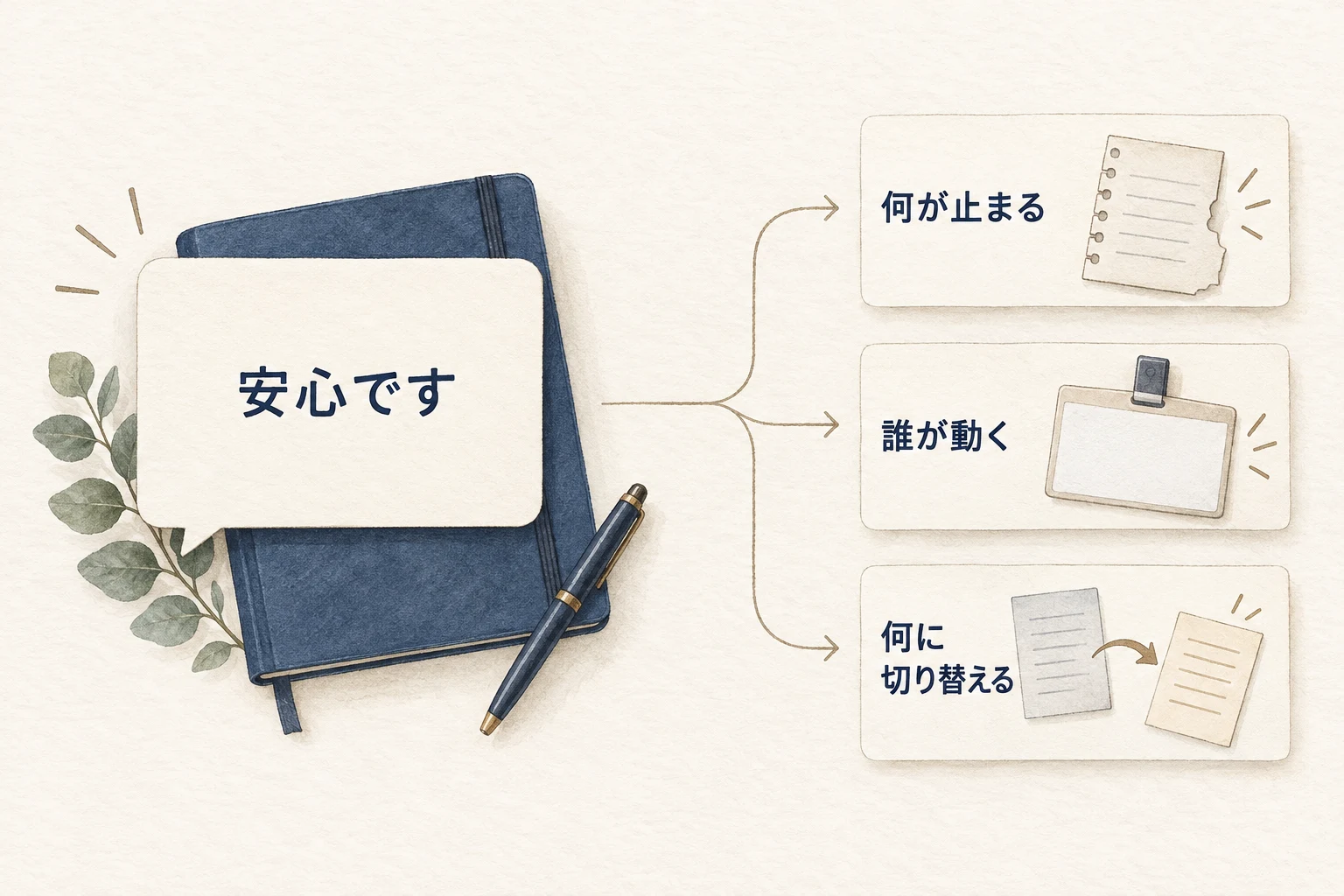曖昧な安心の一言を、何が止まるか、誰が動くか、何に切り替えるかへ分ける