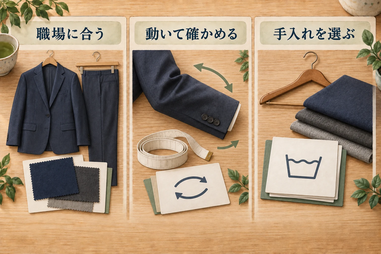 営業のスーツは職場に合う服装・動いたときのサイズ・手入れの方法で選ぶ