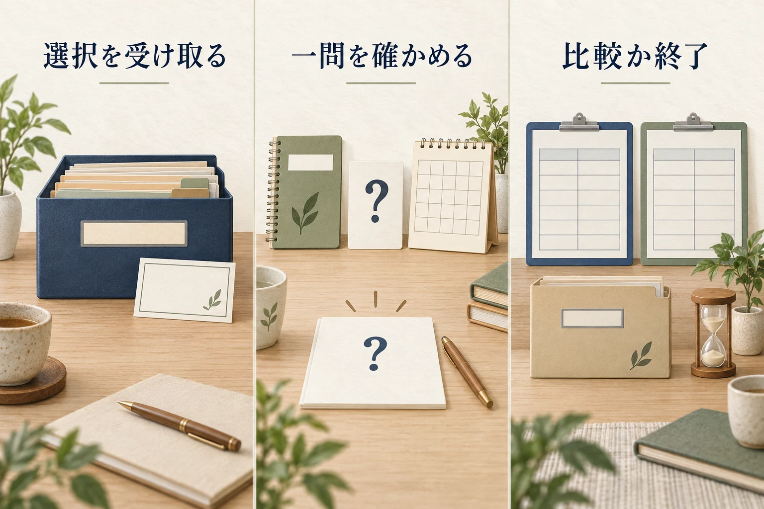 現在の選択を受け取り、一問の許可と、比較か終了かを確かめる