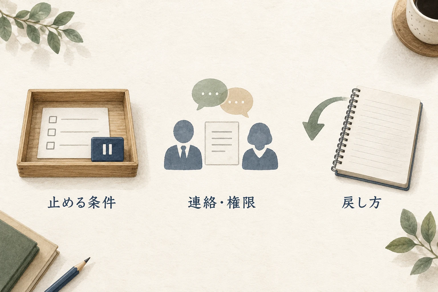 続ける、いったん止める、終了する条件を本人と確認する